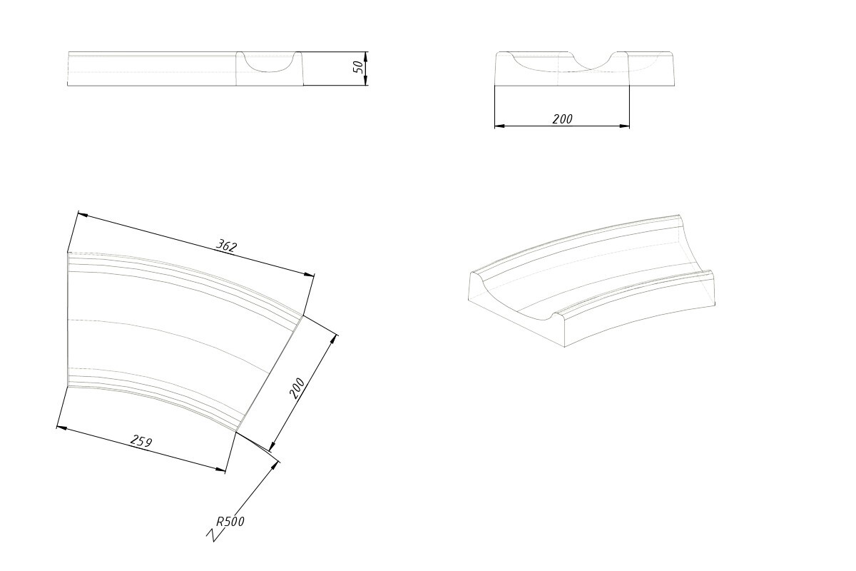 Форма для радиусного водостока R500